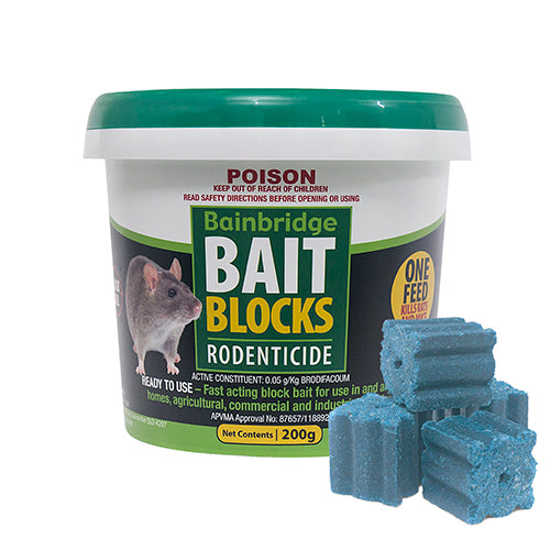 Rodent Bait Blocks (Brodifacoum 0.05g/kg) - 200g