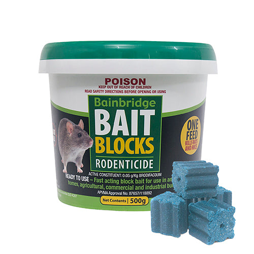 Rodent Bait Blocks (Brodifacoum 0.05g/kg) - 500g