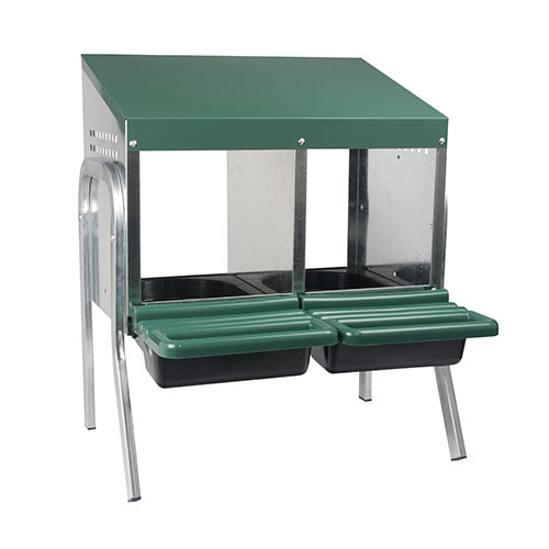 Nesting Box Metal Rollaway Battery - 2 Hole - Single Row, Single Sided with Legs