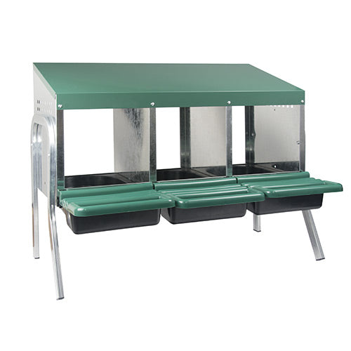 Nesting Box Metal Rollaway Battery - 3 Hole - Single Row, Single Sided with Legs