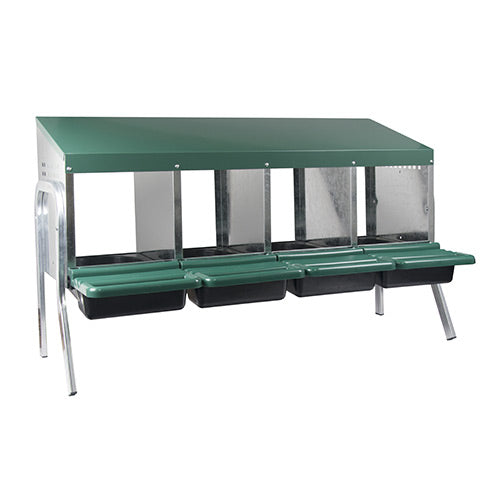 Nesting Box Metal Rollaway Battery - 4 Hole - Single Row, Single Sided with Legs
