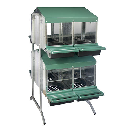 Nesting Box Metal Rollaway Battery - 8 Hole - Double Row, Double Sided with Legs