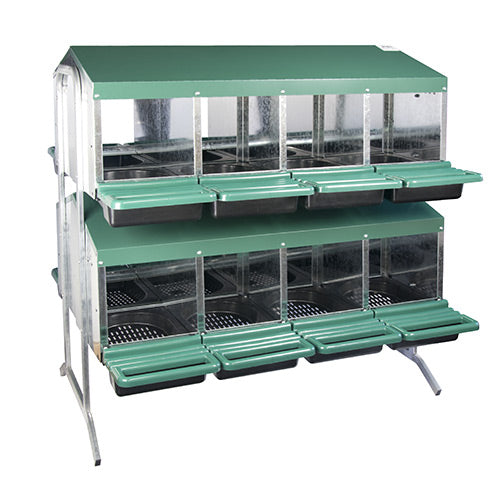 Nesting Box Metal Rollaway Battery - 16 Hole - Double Row, Double Sided with Legs