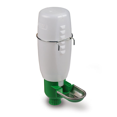 Plastic Bottle Cage Drinker with Metal Basin (Small Animal/ Rabbit) - 0.5L