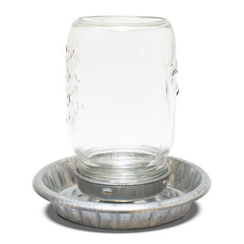 1lt Drinker Galv. Base w/Glass Mason Top