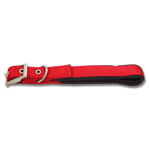 Dog Collar Webbing - Padded 60cm Red