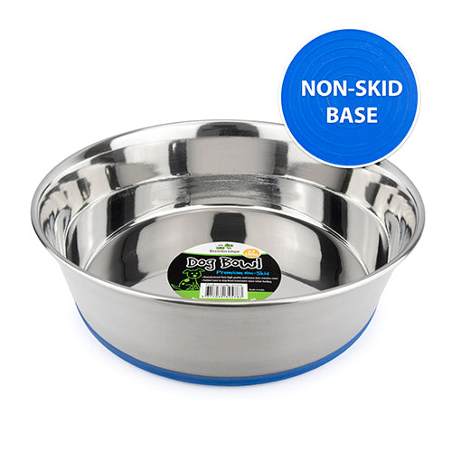 Dog Bowl Stainless Steel Non Skid (Blue Base) - 2.4 Litre