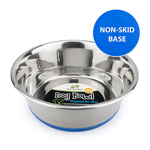 Dog Bowl Stainless Steel Non Skid (Blue Base) - 450ml