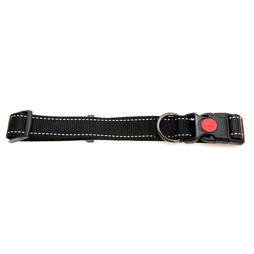 Dog Collar Webbing Reflective Strips 20-35cm Black