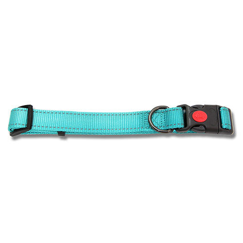 Dog Collar Webbing Reflective Strips 35-50cm Aqua
