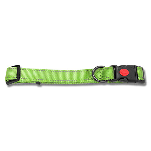 Dog Collar Webbing Reflective Strips 35-50cm Green