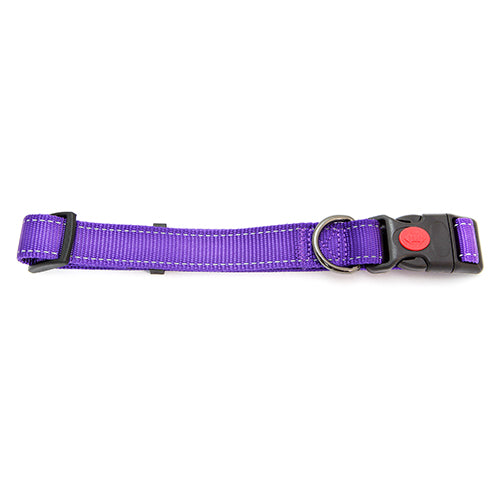 Dog Collar Webbing Reflective Strips 35-50cm Purple