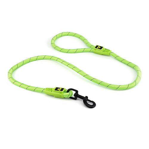Reflective Rope Dog Lead with Rope Clip (13mm x 120cm) Green