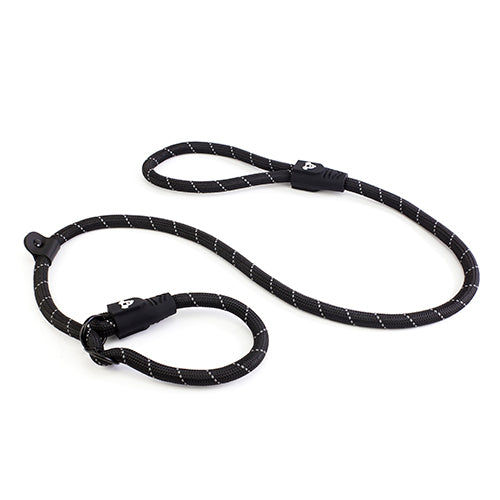Reflective Rope Dog Lead Slip and Stopper (13mm x 120cm) Black