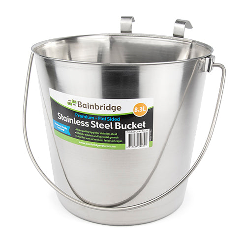 Stainless Steel Bucket - Flat Sided (10.2 Litre)