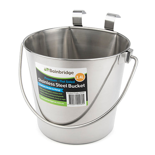 Stainless Steel Bucket - Flat Sided (4 Litre)