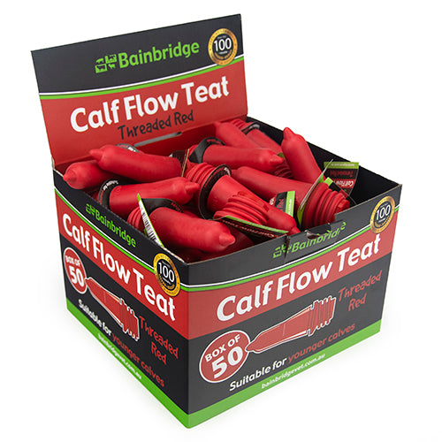 Bainbridge Calf Flow Teat - Threaded Red (box of 50)