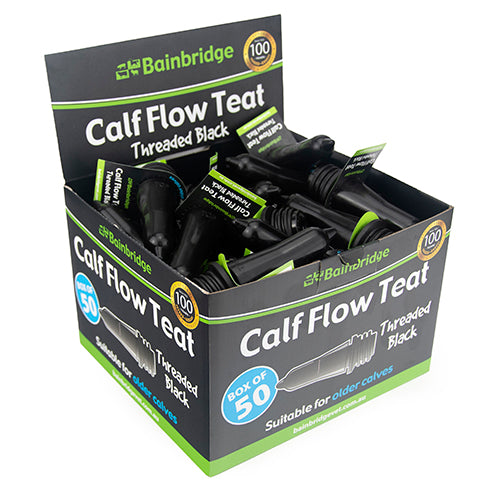 Bainbridge Calf Flow Teat - Threaded Black (box of 50)