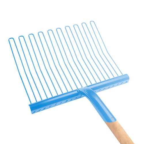 Rubber Mat. Fork Metal Wood Handle Blue