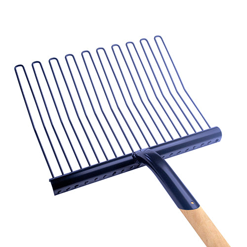 Rubber Mat. Fork Metal Wood Handle Navy