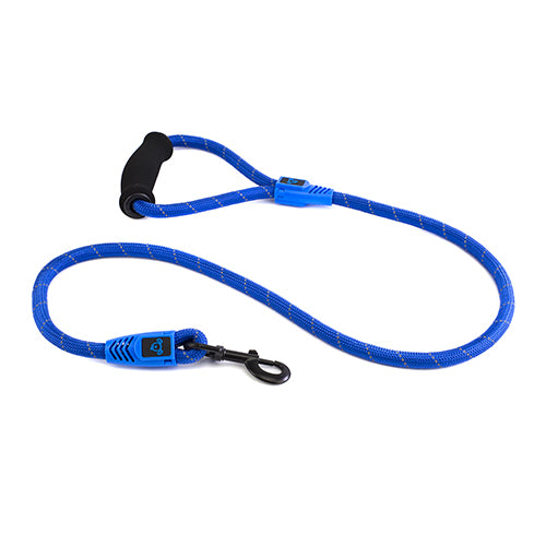 Reflective Rope Dog Lead with Foam Handle (13mm x 120cm) Blue