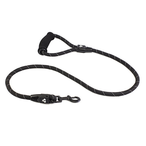 Reflective Rope Dog Lead with Foam Handle (13mm x 120cm) Black