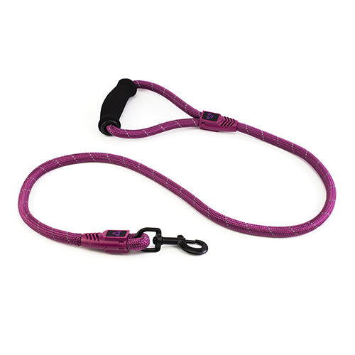 Reflective Rope Dog Lead with Foam Handle (13mm x 120cm) Purple