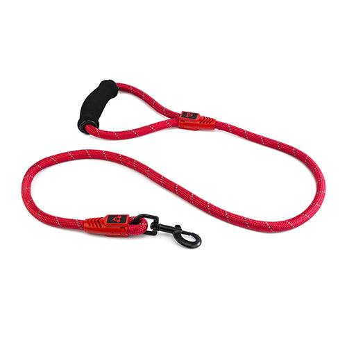 Reflective Rope Dog Lead with Foam Handle (13mm x 120cm) Red