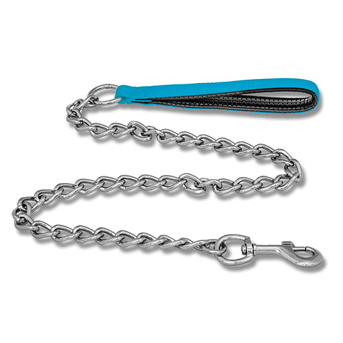Dog Chain Lead with Padded Handle - 3mm Aqua