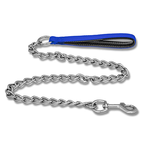 Dog Chain Lead with Padded Handle - 4mm Blue