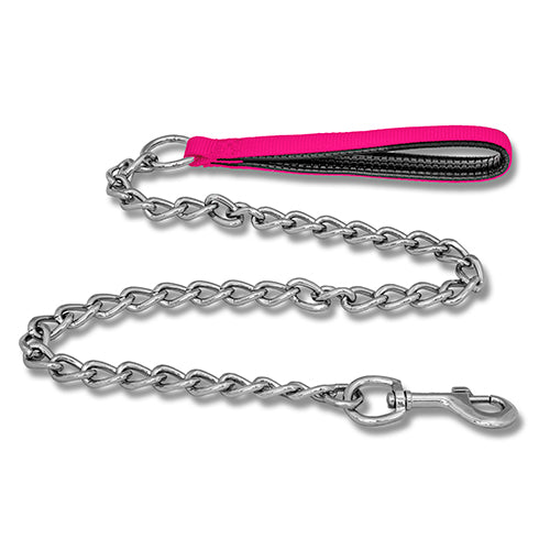 Dog Chain Lead with Padded Handle - 4mm Pink
