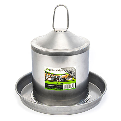 Stainless Steel Poultry Drinker - 2 Litre