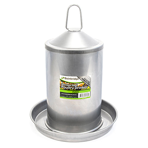 Stainless Steel Poultry Drinker - 3 Litre