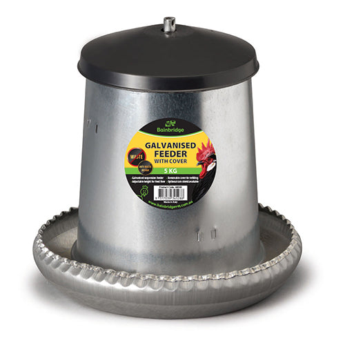 Supreme Galvanised Poultry Feeder with Cover - 5kg