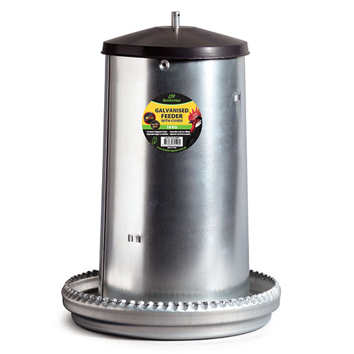 Supreme Galvanised Poultry Feeder with Cover - 18kg