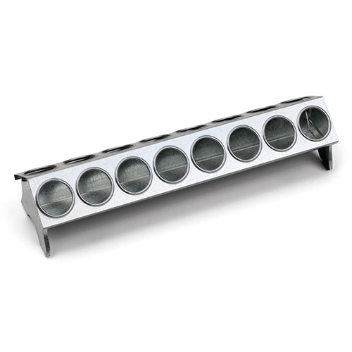 Galvanised Feed Trough with Holes Chicks - 16 Hole