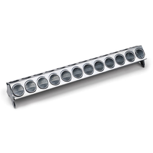 Galvanised Feed Trough with Holes Chicks - 24 Hole